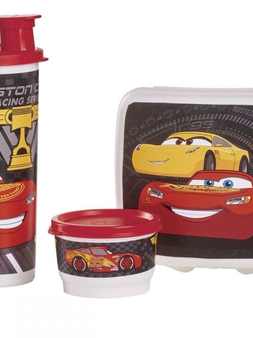 Tupperware Cars 3 Lightning McQueen Sandwich Keeper And Tumbler & Lid Lunch Set